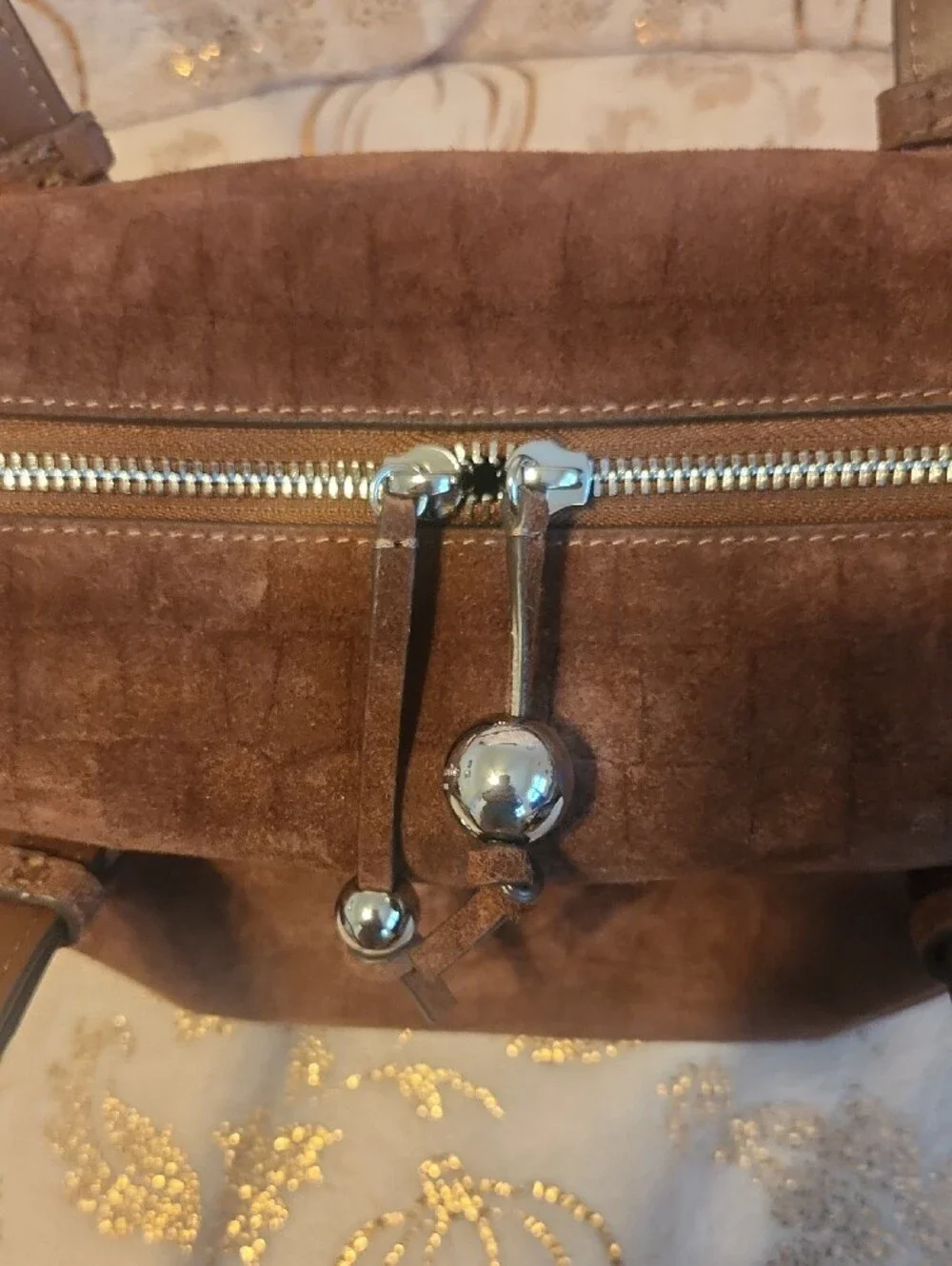 kate spade Brown Suede Double-Handle Shoulder Bag
